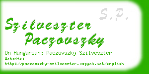 szilveszter paczovszky business card